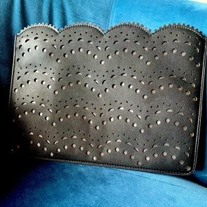 LOFT black scalloped evening clutch